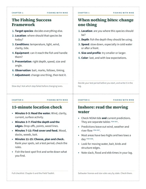 Quick reference cards, four to a page